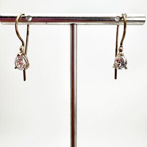 VTG Sterling Silver 925 Pear Cubic Zirconia Dangle Earrings Size 1.25" Length